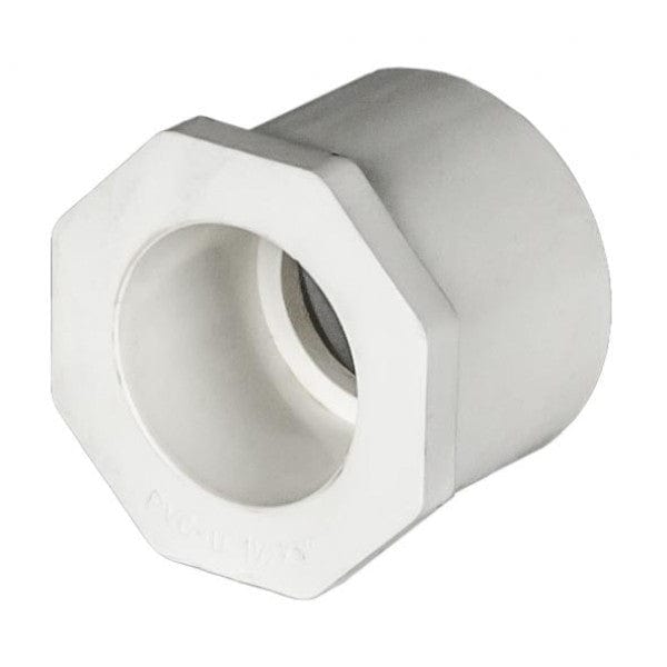 PVC Reducer Bushing - Schedule 40 - White - Spigot x Socket - 1-1/2" to 1" (175/Cs) - Fittings N' Valves