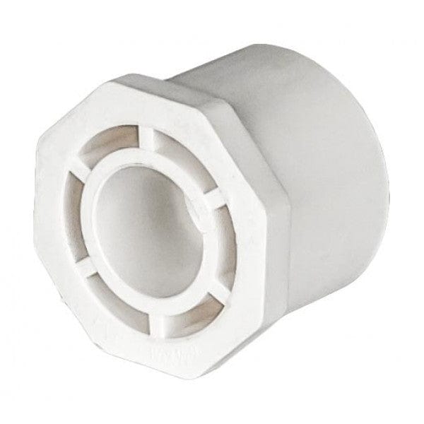 PVC Reducer Bushing - Schedule 40 - White - Spigot x Socket - 1-1/4" to 1/2" (200/Cs) - Fittings N' Valves