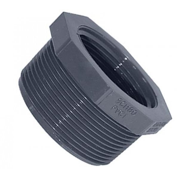 PVC Reducer Bushing Schedule 80 - Thread x Thread - 1-1/2" x 1" (25/Cs) - Fittings N' Valves