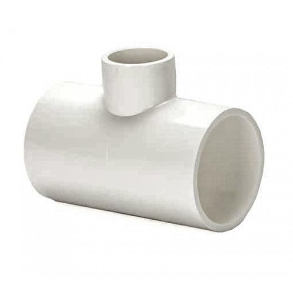 PVC Reducer Tee - Schedule 40 - White - Socket x Socket x Socket - 2" to 1-1/2" (22/Cs) - Fittings N' Valves
