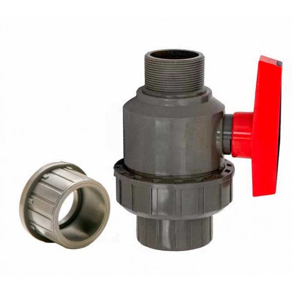 PVC Single Union Ball Valve - Gray - MPT x Socket/FPT - 2-1/2" (6/Cs) - Fittings N' Valves
