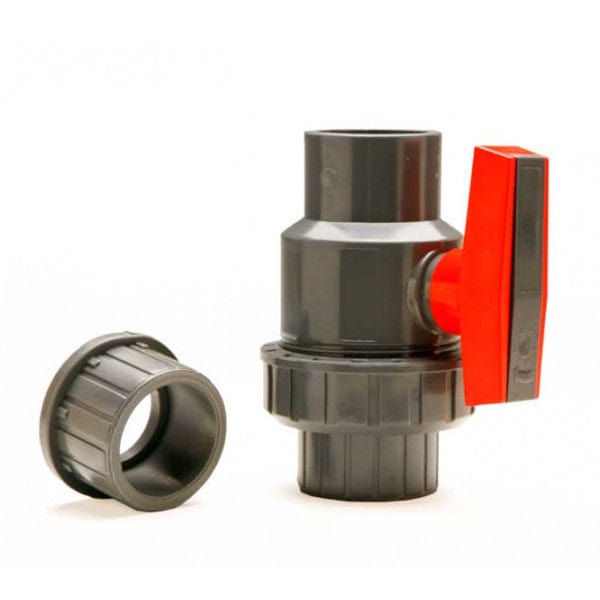 PVC Single Union Ball Valve - Gray - Socket x Socket/FPT - 2-1/2" - Fittings N' Valves