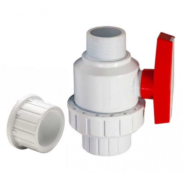 PVC Single Union Ball Valve - White - MPT x Socket/FPT - 3/4" - Fittings N' Valves