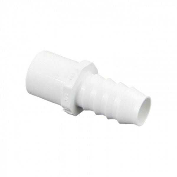 PVC Insert Adapter Reducer - White - 1" Spigot to 3/8" Barb - Fittings N' Valves