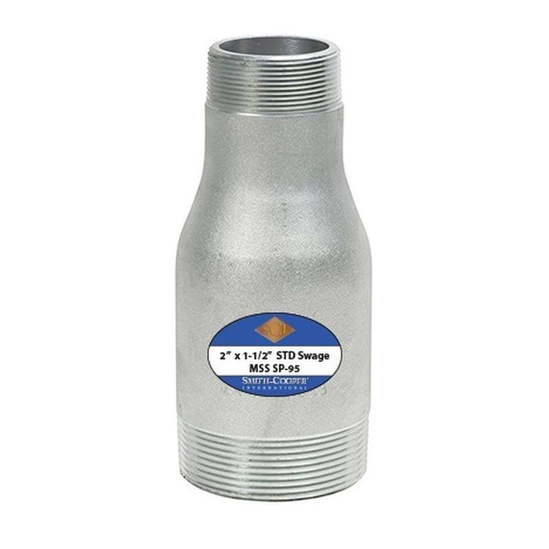 4" x 2" Threaded x Groove Schedule 40 Swage Nipple Zinc Plated