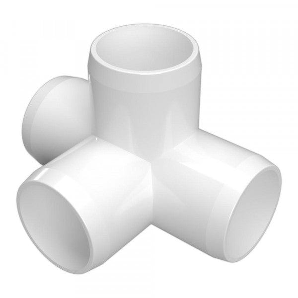 PVC 4-Way Tee - Schedule 40 - White - Socket - 1-1/2" (50/Cs) - Fittings N' Valves